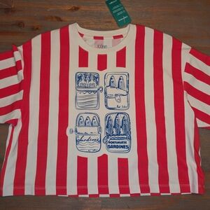 ICONE Red and White Striped Crop Top